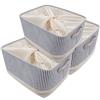 MANGATA Cestini Portaoggetti in Tessuto, Set di 3 Cestini Portaoggetti in Tela 50 x 40 x 30 cm, per Mensole, Armadio, Guardaroba (Strisce Grigie, XXL)