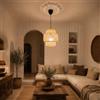 Alpinaluz lampada a sospensione in rattan naturale e vimini naturale con paralume Ø28 cm x 36 cm, supporto in legno naturale, stile boho nordico, attacco E27 per soggiorno e sala da pranzo