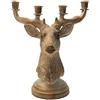 khevga - Candelabro con corna di cervo per 4 candele, in poliresina, colore: Argento