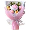 Zhixan Bouquet di rose finti all'uncinetto a mano, con fiori in feltro e fiori di calice, decorazione eterna (21 x 27 x 9 cm), per festa della mamma, San Valentino e compleanno