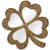 Générique Specchio Trifoglio a 4 foglie, a forma di cuore, oro anticato, polyresine, 13,2 x 13,2 cm, stile classico romantico, fortuna, anello d'attaccatura incluso, collezione ex-voto