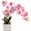 Daily Treasures Orchidea Artificiale in Vaso 50cm - 13 Fiori Finti con Steli Regolabili, Pianta Decorativa per Centrotavola Casa/Ufficio, Regalo Eleganza Senza Manutenzione (Bianco e Viola)