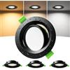 Laiebri 3 Faretti LED da Incasso per Cartongesso, Foro Ø68-80 mm, Orientabili 45°, Faretti LED Ultrasottili da 23 mm, 5W, 3 CCT 2700K/4000K/6000K, IP44 per Bagno e Cucina, 230V, Nero