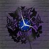 Generic YHIT Orologio da parete in vinile con gruppo di farfalle, orologio da parete in vinile silenzioso e senza ticchettio(Con luce a LEDB)