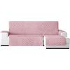 SaRani Copridivano Con Penisola 2 3 4 Posti Trapuntato Salva Divano Colori Reversibile (Tre posti, Rosa)