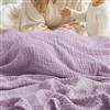LLELEMAMO Coperta in Mussola Adulti Cotone Estiva,Plaid 6 Strati Garza Traspirante Soft,Copriletto Leggero Trama a Bolle per Divano Letto,Coperta Matrimoniale Quattro Stagioni (Purple,Queen (150x200cm))