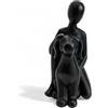 Kityemo Scultura moderna in resina, decorazione per soggiorno, regalo per gli amanti dei cani, uomo e cane, scultura in ceramica (nero-A)