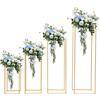 Lightakai 4 pezzi in oro metallo portafiori, vaso da matrimonio colonna quadrata con martello, supporto geometrico rimovibile per decorazioni di matrimoni e feste