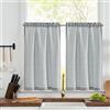 Vangao Tende per Interni a Righe in Misto Lino Blu Tende Cucina Corta Moderne 65 x 90 cm 2 pezzi Finestra Soggiorno Salotto Bistrot Country Rustico Camera da letto Semitrasparenti con passanti