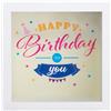 Brandsseller Salvadanaio in Legno con Vetro 14,5x14,5x6,5 cm - Cornice per Risparmi decorativa per regali in denaro e obiettivi di risparmio speciali - Happy Birthday to you (Buon compleanno a te)