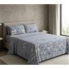 HOME ZEN HOUSEHOLD LINEN Completo Letto in Microfibra di Poliestere, Morbido e Setoso, Stampa Digitale 3D Floreale, con Lenzuolo Sotto Elastico e Federe (Dis 4, Matrimoniale)