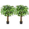 Keeplush Alberi artificiali di ficus da 0,9 m con tronchi curvi naturali, alto 91,4 cm, lussureggiante albero finto per la decorazione della casa all'interno, piante artificiali verdi realistiche,