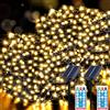 Meision Catena di luci solari per esterni, 20 m, 200 LED, per esterni, con 8 modalità + timer + telecomando, catena di luci solari resistente alle intemperie, per balcone, 2 pezzi, bianco caldo