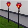 Festive Lights - Confezione da 2 luci solari da giardino a forma di mongolfiera, colore arancione, 24 LED SMD color ambra, effetto fiamma tremolante, altezza 46 cm, resistente alle intemperie