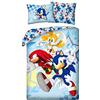 Halantex Sonic Tails Knuckles Copripiumino Singolo 140x200 + Federa 70x90 Cotone