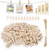 HavaCue ㅤ HavaCue 140 Pezzi Mollette Legno Piccole 2.5/3/3.5/4.5CM Mollette Legno Matrimonio Mollettine Piccole per Foto per Esposizione Polaroid Foto con 10M Jute String (Naturale)