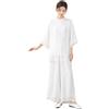 DAYKET Abbigliamento Tai Chi Donna Seta e Lino Kung Fu Uniforme Stile Cinese Meditazione Zen Casual Maniche a Tre Quarti Esercizi Mattutini Vestito per Le Donne,White-XXL