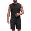 Gefomuofe Pigiama corto da uomo, senza maniche, canotta con pantaloncini, pantaloni larghi, per il tempo libero, da uomo, canotta sportiva, tuta estiva, 02 nero, S