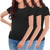 Uizuooy T-Shirt Donna Maglietta Manica Corta Cotone Pacco da 3 T-Shirt Donna con Scollo Rotondo Disponibile in più Colori BL-XL-3