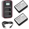 Newmowa LP-E10 Batteria di ricambio (confezione da 2) e display LCD intelligente Caricatore doppio USB per Canon LP-E10 e Canon EOS Rebel T3, T5, T6, T7, 1100D, 1200D, 2000D, 4000D, Kiss X50, Kiss X70