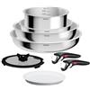 Tefal Ingenio Comfort Max L968S834 - Set di 8 pentole con fondo extra resistente, non sigillato, salvaspazio, segnale termico, per tutti i piani cottura, impugnatura sicura, facile da pulire, in