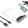 AYHYHLJZJ Unità disco rigido da 2,5, 6 Gbps USB C 3.1 Gen 2 per HDD SATA e SSD da 2,5 e 7 mm/9,5 mm, UASP&Trim accelerazione SSD cavo USB 3.0 Incluso-Trasparente