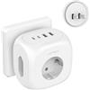 JSVER Adattatore da Italia a Giappone JSVER con 4 porte USB (2 Type-C),Adattatore da viaggio 7 in 1 Giappone/Cina con 3 prese, da Schuko a Type A per USA,Thailandia,Canada,Messico-Bianco