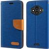 Shantime Custodia Portafoglio Flip in Tessuto Oxford Compatibile con Ulefone RugKing 3 Pro, Cover Protettiva Magnetica con Slot Carte e Supporto(Blu)