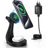 ALACOO Supporto per cuffie RGB con caricatore USB, supporto per cuffie da gioco, gancio con 3 porte di ricarica USB e 2 Prong AC Outlet Power Strips, 8 modalità di luce RGB per tavolo PC, tutti gli accessori