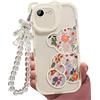 Jusy Compatibile con custodia per iPhone 7/8/SE, graziosi fiori floreali, con bel cinturino da polso per ragazze e donne, protezione trasparente per fotocamera Kawaii