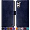 SUANPOT Cover per Samsung Galaxy S21 FE Blocco RFID Portafoglio Slot CarteSupporto Cellulare Magnetica custodia Pelle Sintetica Cover per Samsung S21 FE Blu