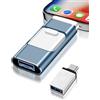 Glitfix Chiavetta USB 64G, 4 in 1 Pendrive Pennette USB C Stick per i-Phone/i-Pad/PC, Eseguire il Backup di Foto e File Video con Un Clic con IOS/Android/Tipo C/USB 3.0/OTG, Blu