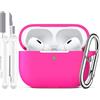 R-fun Custodia per Airpods Pro 2a/1a generazione con set di pulizia, protezione completa in silicone per custodia di ricarica Apple AirPods Pro 2023/2022/2019 [LED anteriore visibile], Rosa cipria