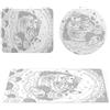 EHOMERY Tappetino Mouse Macbook Mouse Pad Design Orso Scarabocchio Tappetino Mouse Orientale Pad Tastiera E Mouse - 3 Pack [30x80 cm, 20x24 cm And Dia 20 cm]