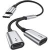 MOGOOD Cavo Splitter USB C Y (non per Monitor) USB C Maschio a 2 Femmina Convertitore Doppia Porta USBC Hub Adattatore Split per Laptop, PC, iPhone, MacBook