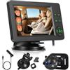 Hodozzy Telecamera Auto per Bebè 720P con Musica Bluetooth, Specchietto Auto per Bebè, Telecamera Auto Grandangolare, Schermo da 4,3'', per il Monitoraggio di bambini e animali domestici, Visione Notturna