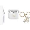 AIIEKZ Custodia compatibile con AirPods Pro 3 2025, custodia in morbido silicone con motivo a cuore dorato per AirPods Pro di terza generazione, con grazioso portachiavi a farfalla, per ragazze e