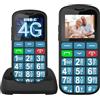 Tosaju 4G Telefono Cellulare per Anziani Grande Pulsante Funzione del telefono Cellulare Basic Semplice Unlock Sim 0 Facile da Usare Display LCD SOS Pulsante Batteria 1000 MAH