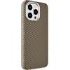 N NEWTOP Cover CV49 Compatibile Apple iPhone 15 Plus, Custodia Colorata a Righe Fibra Carbonio Case TPU Rigida Ricarica Wireless Hard Case Posteriore Anti Urto Pulsanti Cromati Cornice (Oro)