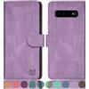 SUANPOT Cover per Samsung Galaxy S10 Blocco RFID Portafoglio Slot CarteSupporto Cellulare Magnetica custodia Pelle Sintetica Cover per Samsung Galaxy S10 Viola Lilla