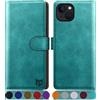 SUANPOT Cover per iPhone 14 6.1 Blocco RFID Portafoglio Slot CarteSupporto Cellulare Magnetica custodia Pelle Sintetica Cover per apple 14 6.1 Blu verde