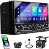 Motorsi Autoradio 2 Din Carplay con Android Auto, 6.9 Doppio Din Stereo Auto Bluetooth, Radio Auto Supporto MirrorLink/FM/AM/RDS/USB/AUX/EQ/SWC+Telecamera Posteriore