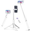 ATUMTEK Bastone Selfie Tripode 174cm, Selfie Stick Alluminio con Telecomando Bluetooth Ricaricabile, Compatibile con Smartphone iPhone e Android, Perfetto per Viaggi, Vlog, Video e Foto, Bianco