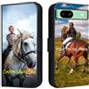 FortiCase Custodia Personalizzata per Google Pixel 8a,Flip Cover in PU Pelle Premium,Supporto Slot Scheda Case,con la Tua Foto,Immagine o Testo Personalizzata Cover - Black-LA4
