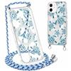 Votvloay Magnetica Cover con Cordino per iPhone 12/iPhone 12 Pro 6,1, Aesthetic Disegni Tartarughe Custodia con Collana Tracolla Laccio Compatibile con MagSafe, Trasparente TPU Silicone Antiurto Case