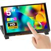 ELECROW Schermo per Raspberry Pi, 5 Pollici Mini Monitor LCD HD Touch Screen 1024×600 con Supporto, Compatibile con Raspberry Pi 5/4/3/2/Zero, PC, Jetson Nano, Banana Pi, Windows PC