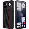 GIOPUEY Cover Compatibile con Nothing Phone 4a PRO, Pelle PU + PC Rigido Custodia, Speciale Struttura in Pelle Case，Anti-Impronta, AntiGraffio - Black/Red
