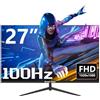 Great voell Monitor Computer Piatto Senza Cornice 27 Pollici, Full HD 1080P 100Hz, Altoparlanti Integrati, HDR10, AMD FreeSync, Montaggio VESA, HDMI DP