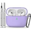 Inesore Compatible with AirPods Pro 1st/2nd Case - Purple | Silicone Protective Case Cover for Apple Air Pod Pro (2019/2022/2023), Unisex Design, with Cleaning Kit