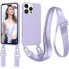 Jrkvniv Cordino Cover Compatible con iPhone 15 Pro Max Case, Necklace Cover Corda Custodia Collana Case Anti Graffio Antiurto Cellulare Bumper Silicone Liquido Shell iPhone 15 Pro Max Tracolla, Viola